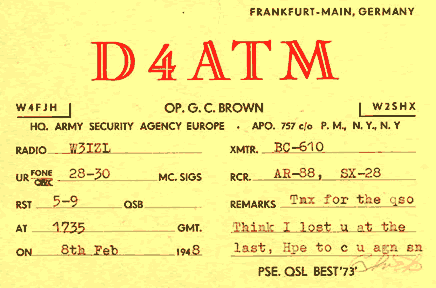 QSL ASA Frankfurt 1948